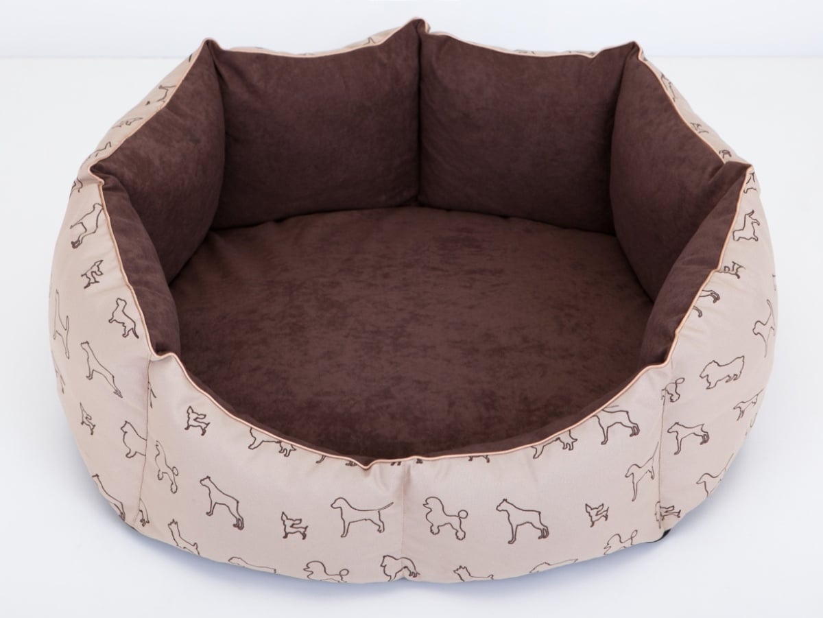 Dog Bed New York Beige With Dogs Hondenkussen Hondenbedden Bocca Lupo